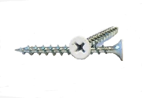 6(CRS) X 1 1/2 PH BUGLE D/W SCREW ZINC PT.#02 WHITE